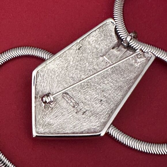 Uber Rare! Dior Vintage Silver Rhinestone Pendant Brooch Necklace ✨ - Picture 3 of 6